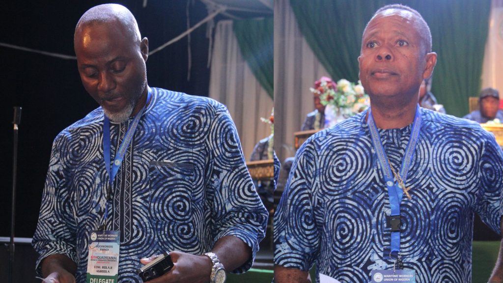L: Comrade Bolaji Agboola, Dockworkers Branch President; Comrade Bestman Biopko – Vice President