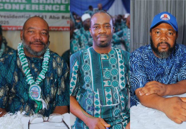 L: Com. Oniha Erazua, anli, Secretary General, MWUN; Com. Joseph Ekwere, General Secretary, NPA Branch of MWUN; Com. Olongwe Fred Dagogo, General Secretary, Seamen/NIWA & Water Transport Branch of MWUN