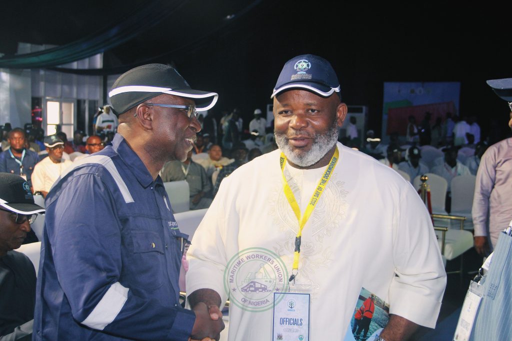 L: DR. DAYO MOBEREOLA, DIRECTOR GENERAL/CEO, NIMASA & COMRADE FRANCIS BUNU ABI, PRESIDENT GENERAL, MARITIME WORKERS UNION OF NIGERIA